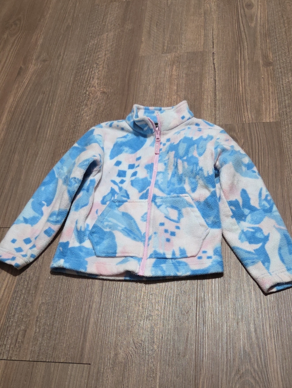 Kids Plush Fleece Jacket in Blue & Pink